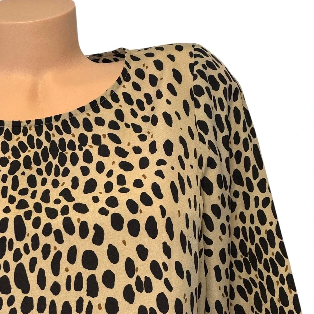 J. Crew Womens‎ Size Medium Cheetah Spot Print Long Sleeve Keyhole Back Top